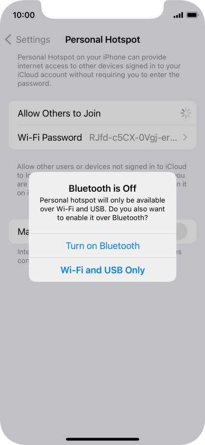 If Wi-Fi is turned on, press Wi-Fi and USB Only.