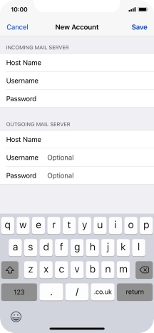 Press Username and key in the username for your email account. Please note that if you're using Vodafone's outgoing server, leave the username field empty.