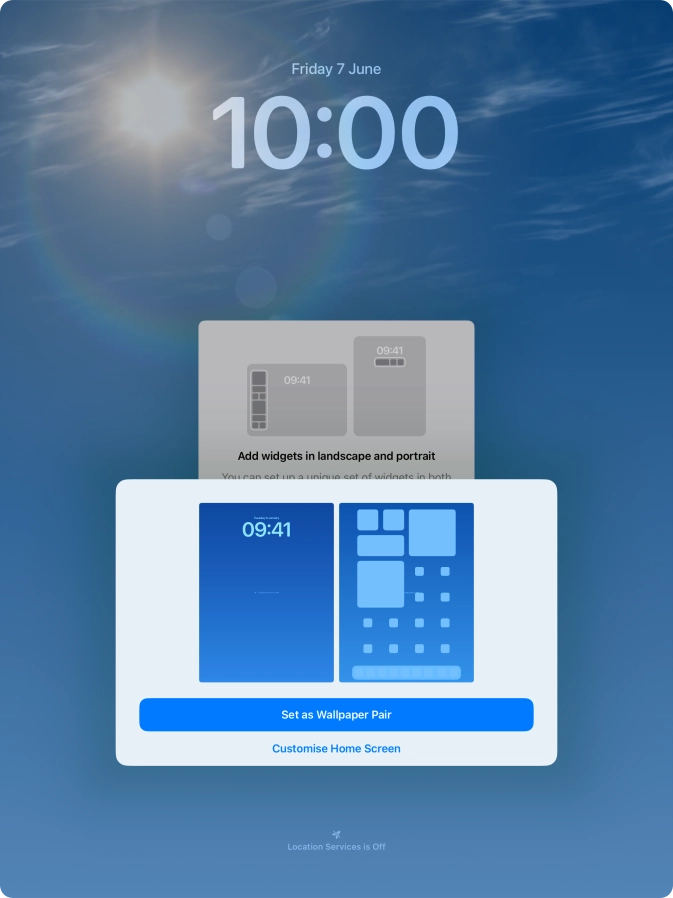 To use the same colour theme on the home screen, press Set as Wallpaper Pair.