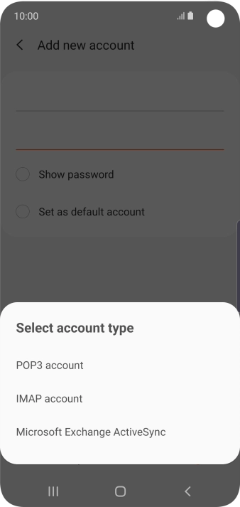 Press POP3 account. Press POP3 account.