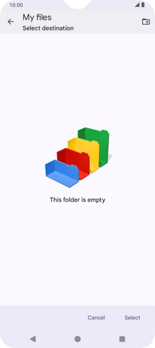 To create a new folder, press the new folder icon and follow the instructions on the screen to create a new folder.
