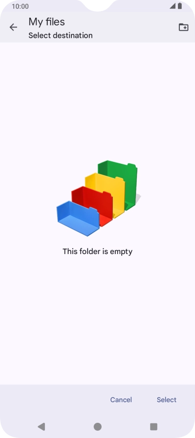 To create a new folder, press the new folder icon and follow the instructions on the screen to create a new folder.