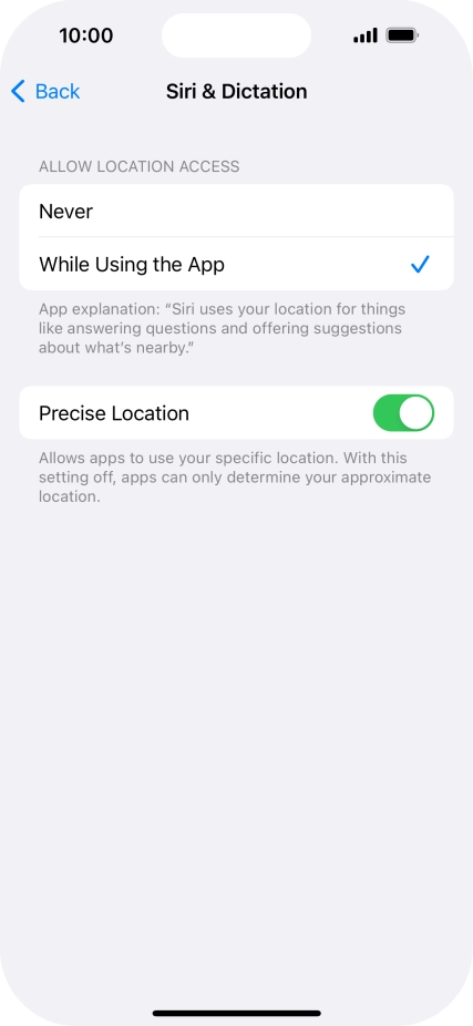Press the required setting to turn the function on or off. Press the required setting to turn the function on or off.