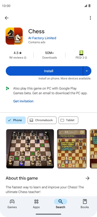 Press Install and follow the instructions on the screen to install the app.