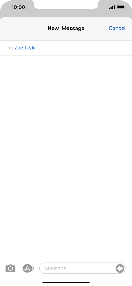 If the recipient can receive iMessages, iMessage is displayed in the text input field.