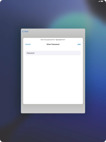 Key in the password for the Wi-Fi network and press Join.