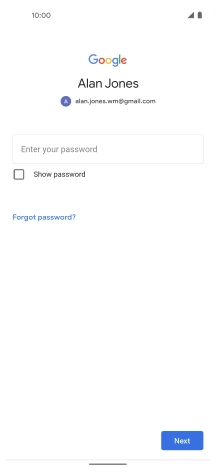 Press Enter your password and key in the password for your Google account.
