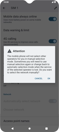 Press OK and your phone will search for networks.