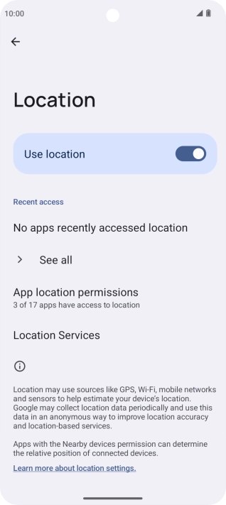 Press App location permissions. Press App location permissions.