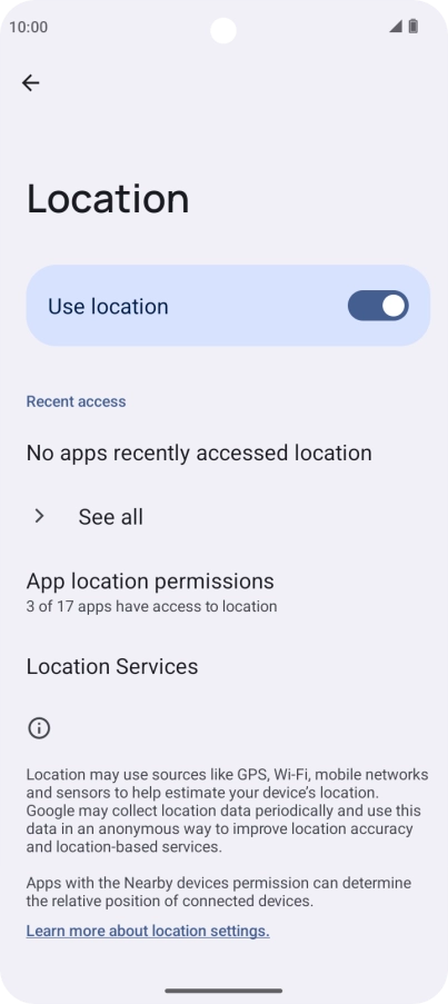 Press App location permissions. Press App location permissions.