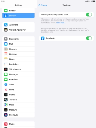 Press Allow Apps to Request to Track to turn the function on or off.