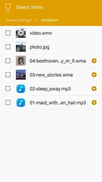 Press the required file. Press the required file.