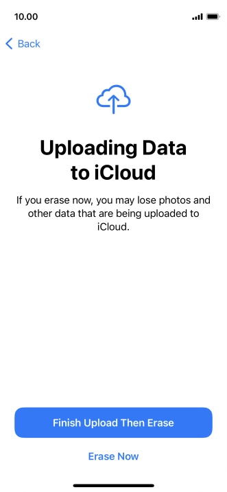 Press the required setting.