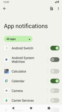 Press the indicators next to the required apps to turn the function on or off.