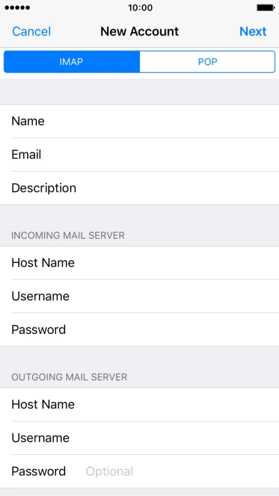 Press Password and key in the password for your email account.  Please note that if you're using Vodafone's outgoing server, leave the username and password fields empty.