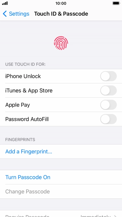 Press Turn Passcode On and key in a phone lock code of your own choice twice.