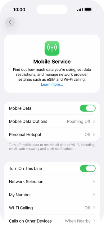 Press Mobile Data Options.