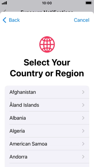 Press the required country.