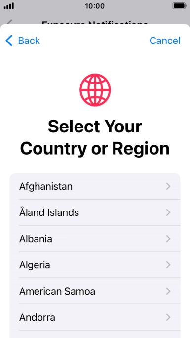 Press the required country.