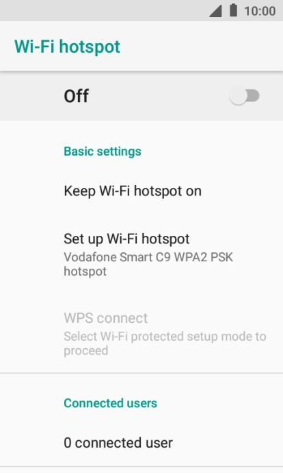 Press Setup Wi-Fi hotspot.