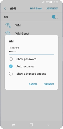 Key in the password for the Wi-Fi network and press CONNECT.