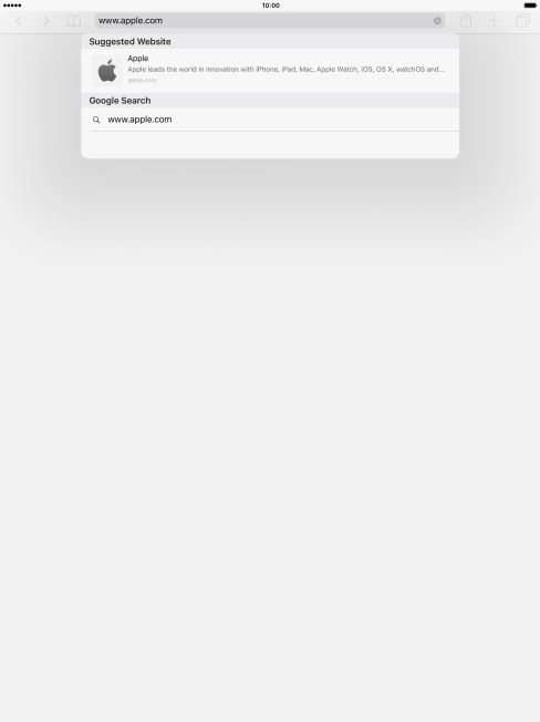 Key in the address of the required web page and press the required web page.
