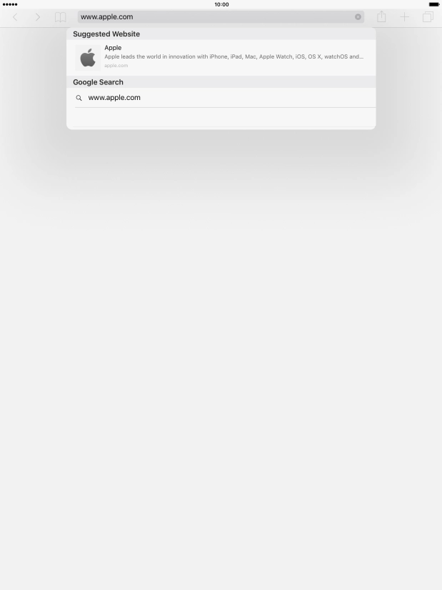 Key in the address of the required web page and press the required web page.