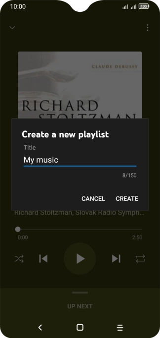 Key in a name for the playlist and press CREATE.