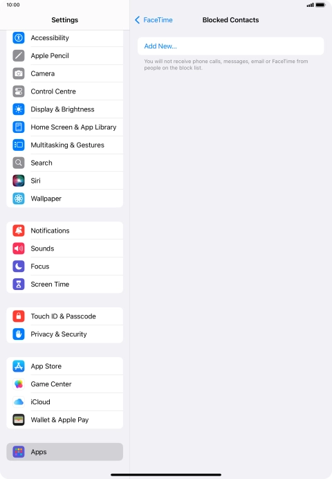 Press Add New... and follow the instructions on the screen to block a contact.