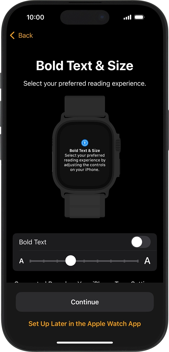 On your phone: Follow the instructions on the screen to select the required settings and press Continue.
