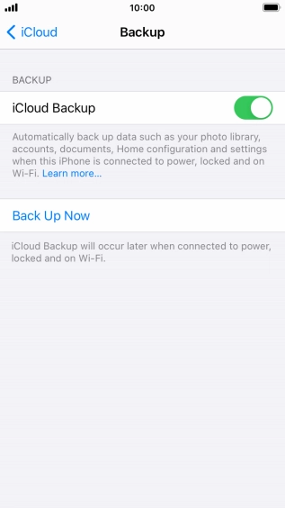 Press Back Up Now and wait while the phone memory is backed up.