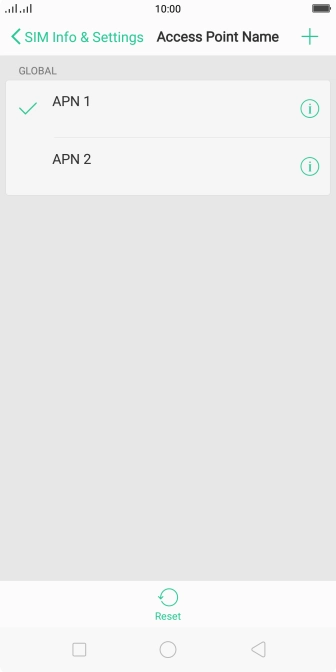 Press the required data connection to activate it.