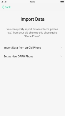 You can transfer the contents of another phone to your phone when it's activated for the first time and after a factory reset. When this screen is displayed, your phone is ready to transfer contents from another phone.