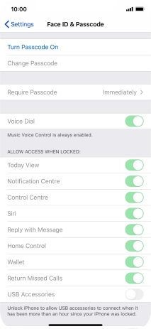 Press Turn Passcode On and key in a phone lock code of your own choice twice.