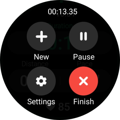 Press Finish to end an activity.