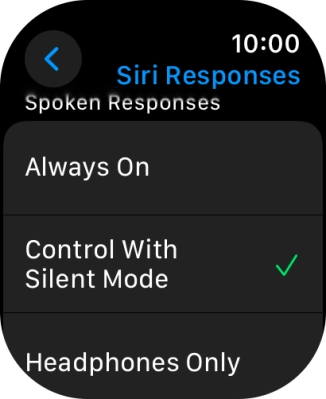 Press the required setting.