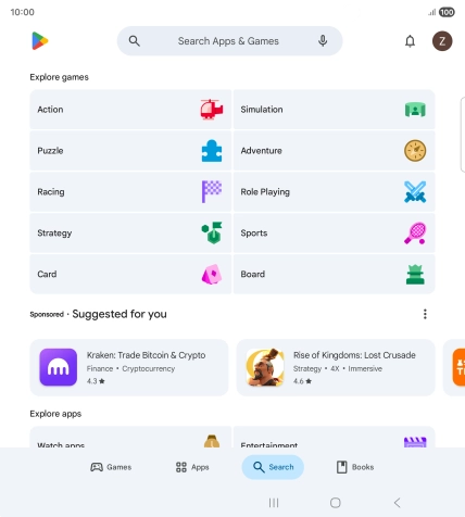 Press the search field.