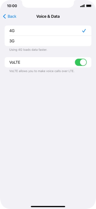 Press the required network mode.