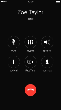 Press the end call icon to end the call and return to the home screen.