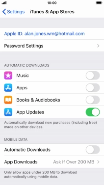 Press the indicators next to the required content types to turn the function on or off.