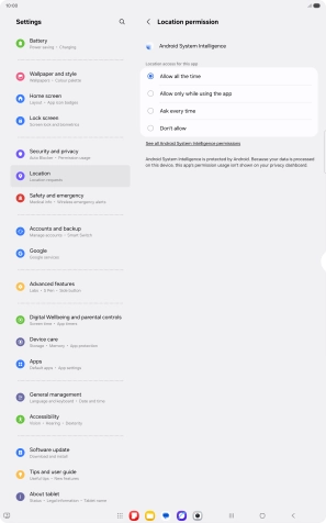 Press the required setting.