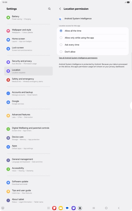Press the required setting.