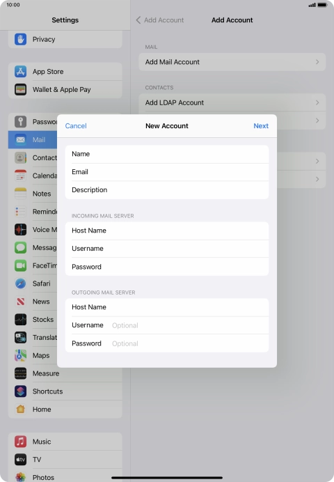 Press Username and key in the username for your email account. Please note that if you're using Vodafone's outgoing server, leave the username field empty. Press Username and key in the username for your email account. Please note that if you're using Vodafone's outgoing server, leave the username field empty.