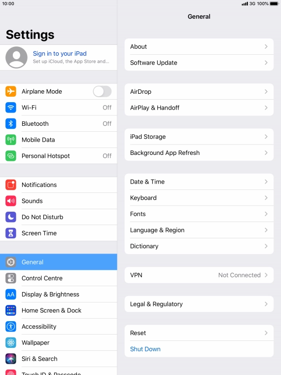 Press Sign in to your iPad.