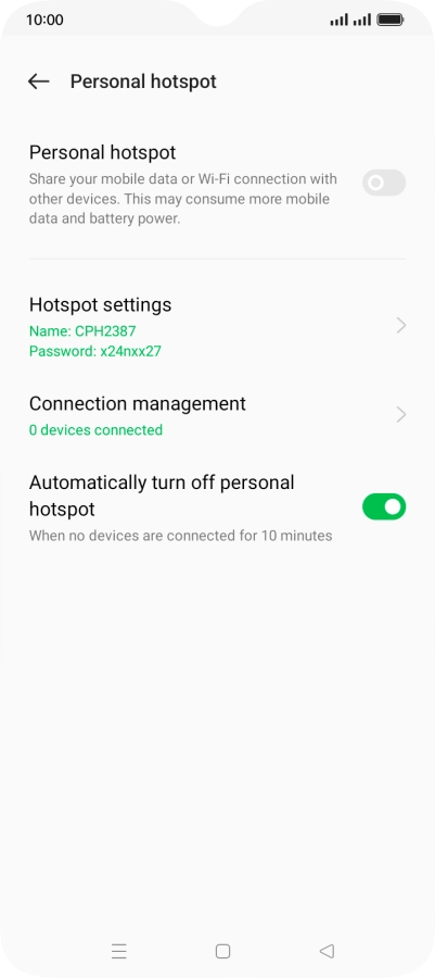 Press Hotspot settings.