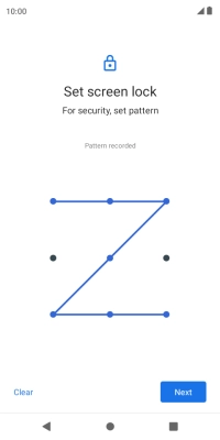 Slide your finger across the screen to connect at least four points and press Next.