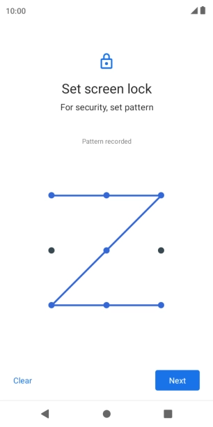 Slide your finger across the screen to connect at least four points and press Next.