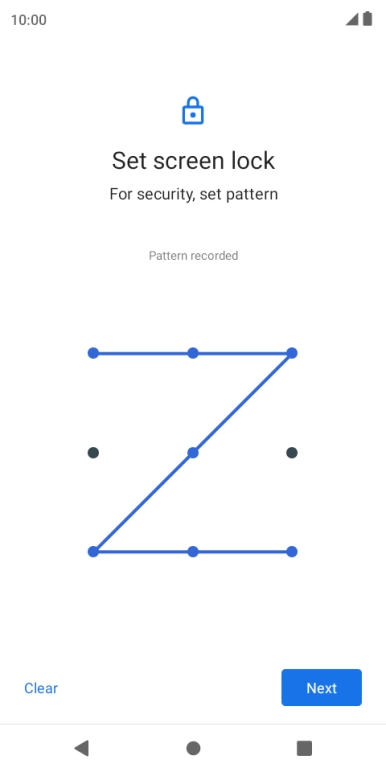 Slide your finger across the screen to connect at least four points and press Next.