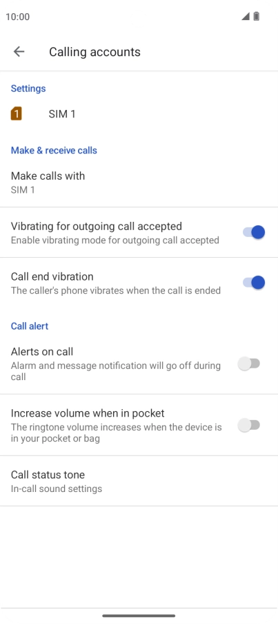 Press the name of the SIM. Press the name of the SIM.