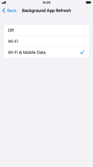 To turn off background refresh of apps, press Off.
